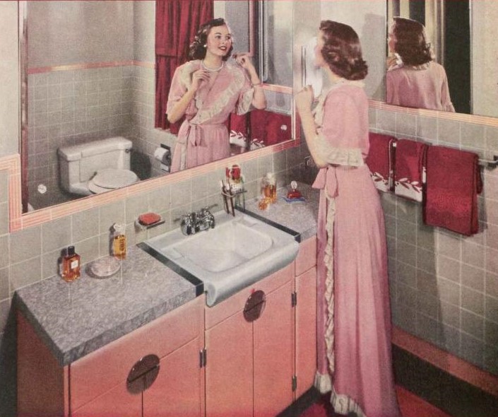 Bedroom & Bathroom Day for the First Week of a Very Vintage December. American Standard ad, 1951.