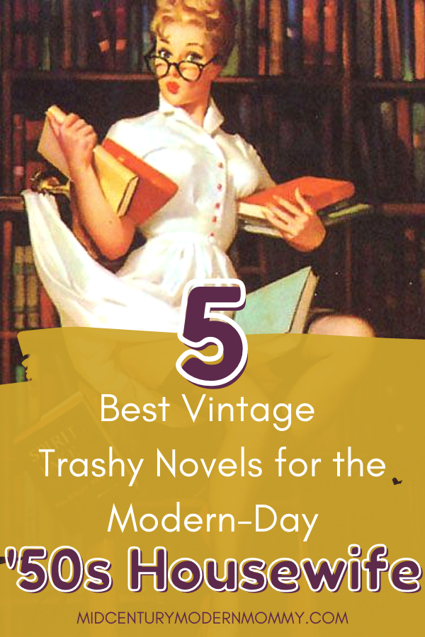 Librarian pinup by Elvgren altered for pin image for The Top 5 Trashy Novels for the Modern-day '50s Housewife