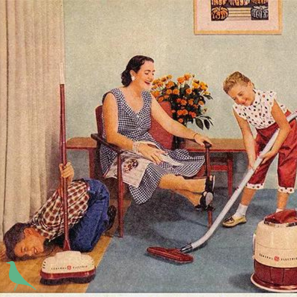 1940s Housewife Cleaning Schedule includes plenty of vacuuming for your kids to do!